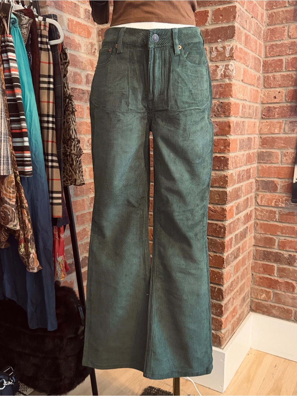 green corduroy bootcut flare pants